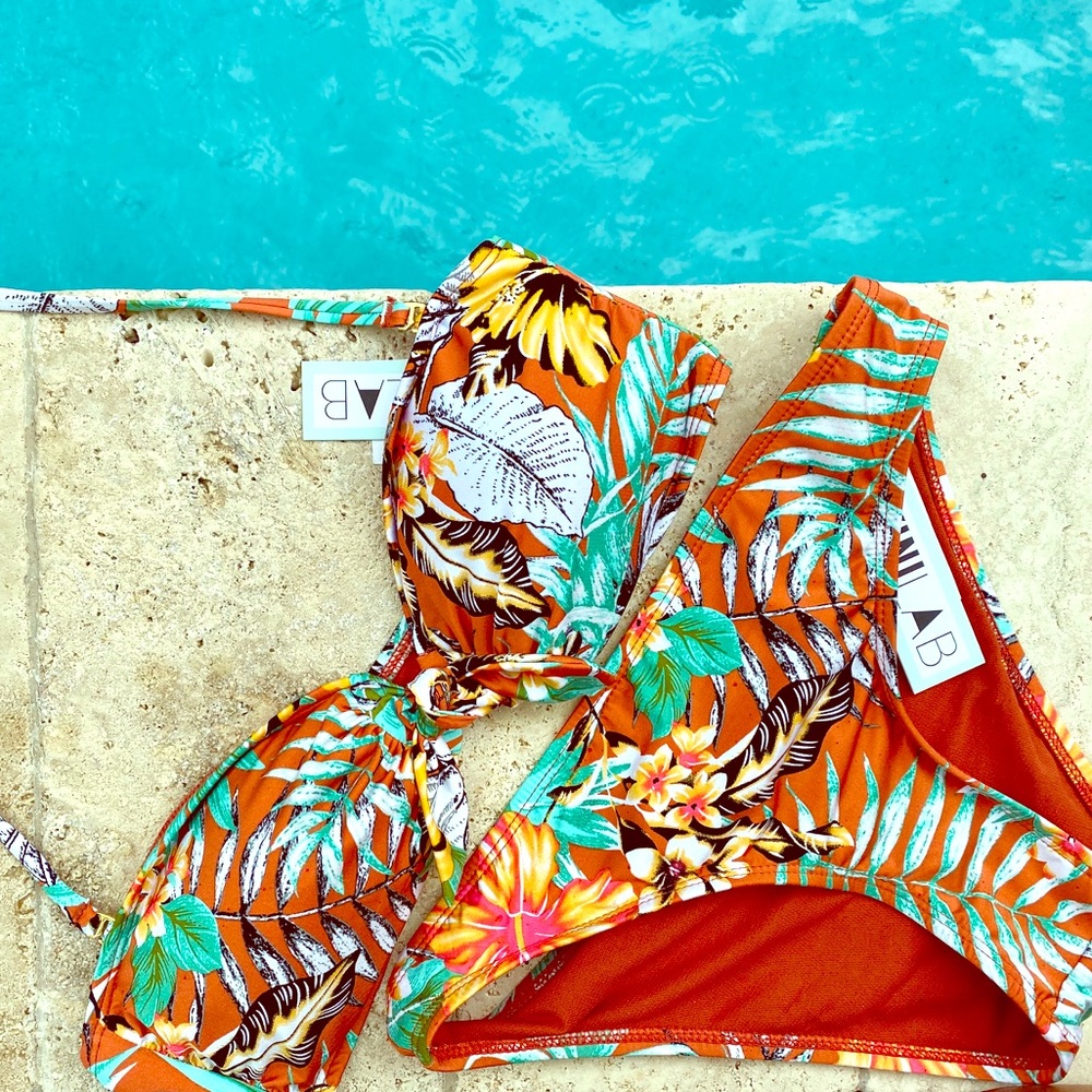 The Bikini Lab Tropical Oasis Tie Front Bikini 🌺